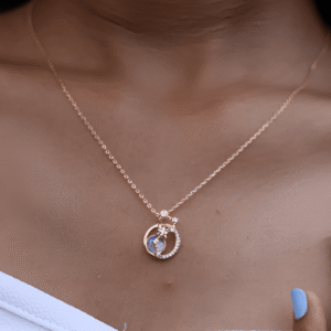Moon and Star Rose Gold Necklace