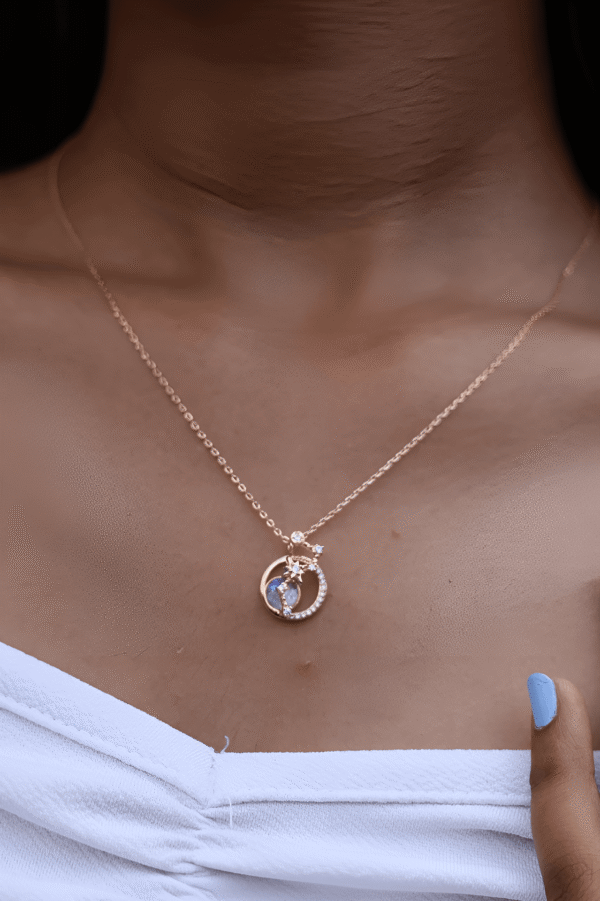 Moon and Star Rose Gold Necklace