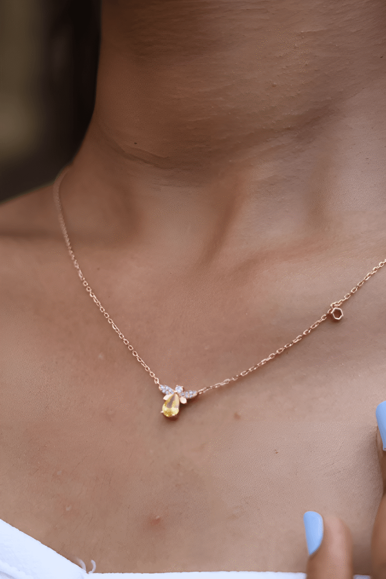 Yellow Drop Rose Gold Necklace